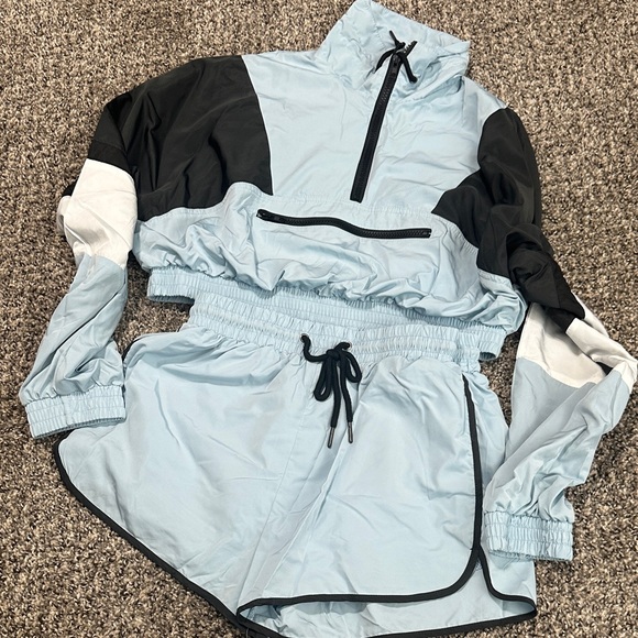 Stylish Women's Light Blue and Black Jacket with short set. Size small. - Picture 1 of 2